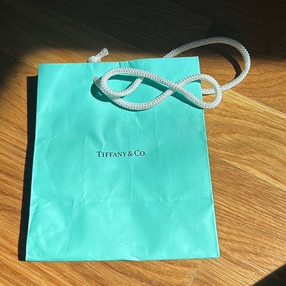 Tiffany and co rope handle merch bag / Tiffany blue and white handle
